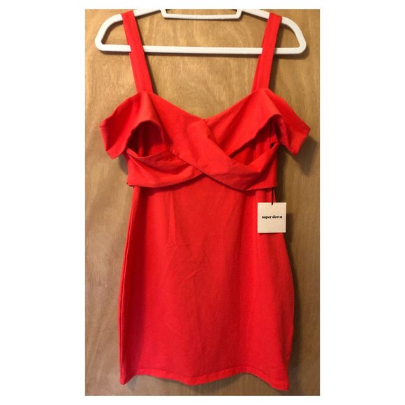 Super Down Red Strappy Mini Dress. NWT - Picture 1 of 5